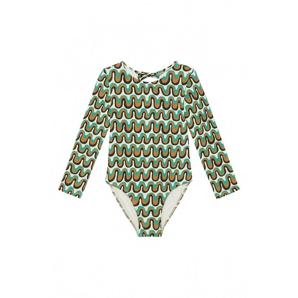 NEW MONTCE kid's mini long sleeve one-piece swimsuit in groovy